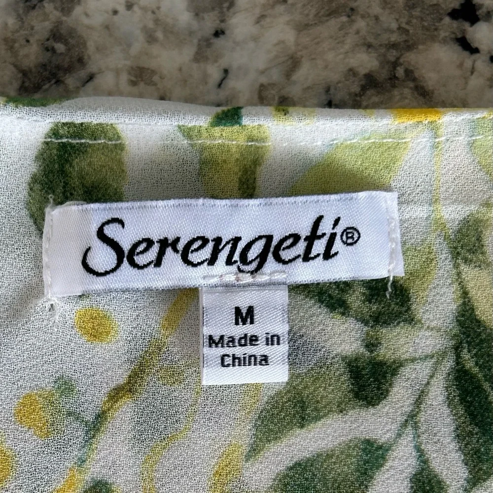 Serengeti Tiered Botanical Blouse Top Flyaway Front Asymmetric Layers Size M - Picture 6 of 11